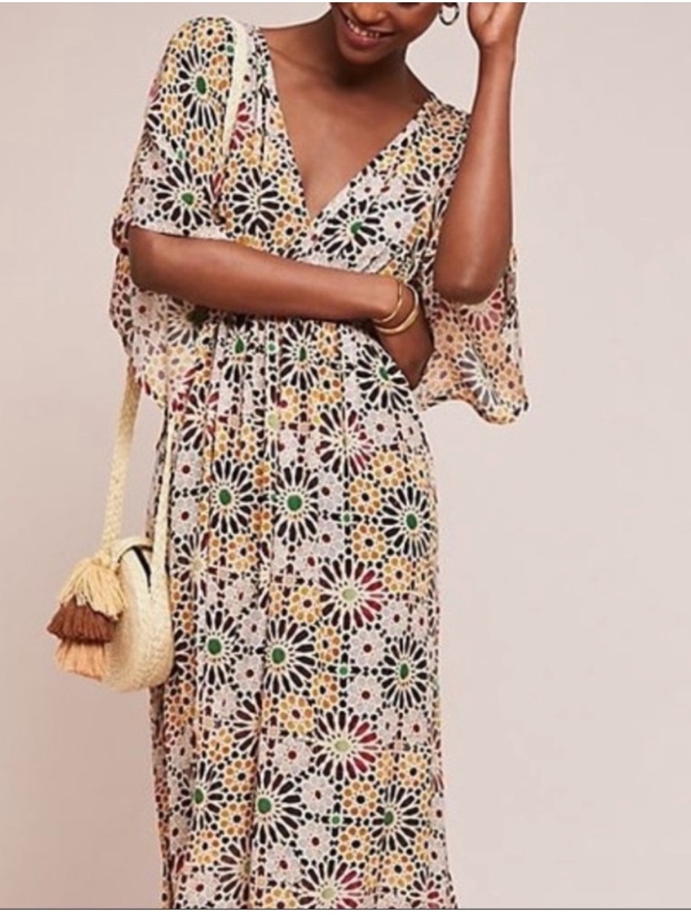 Anthropologie Rujuta Sheth Marie Kaftan Dress Flowy Maxi Beach Bohemian one Size